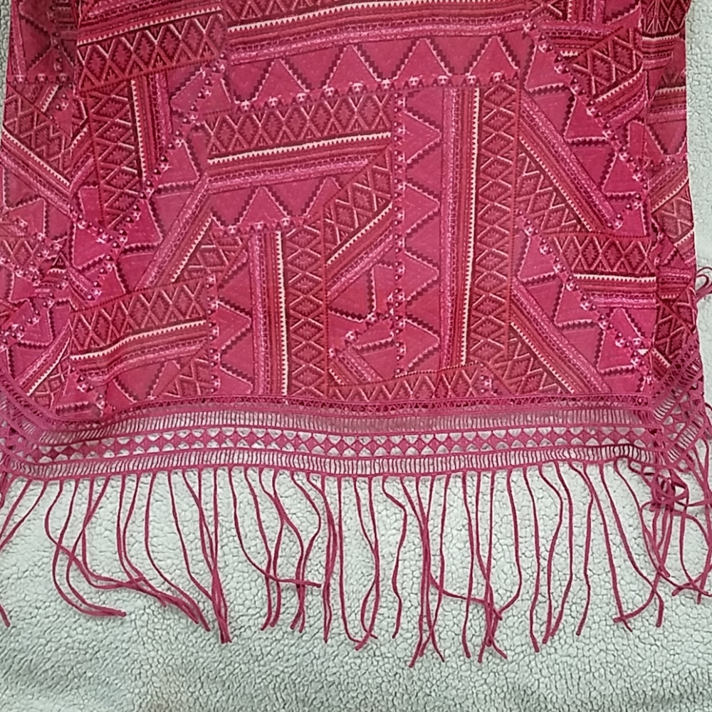 Bit & Bridle Sheer Ruana w Fringe Plus OS Misses - Picture 3 of 7